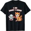 Funny Cat I Do What I Want Graphic Print Casual O-Neck Tee for Men