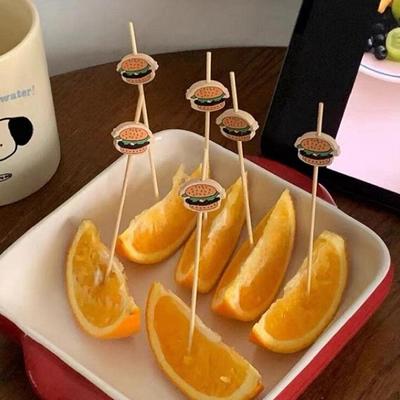 100Pcs Hamburger Garnish Bamboo Sticks Disposable Fruit Sticks Food Picks Sandwich Decor Bento Accessories Party Buffet Fork