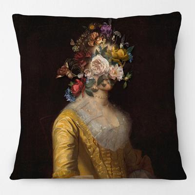 Europäische Vintage Altered Art Blume Elegante Frau Schönheitsporträt Ölgemälde Kissenbezüge Dekorative Kissenhülle Für Sofa