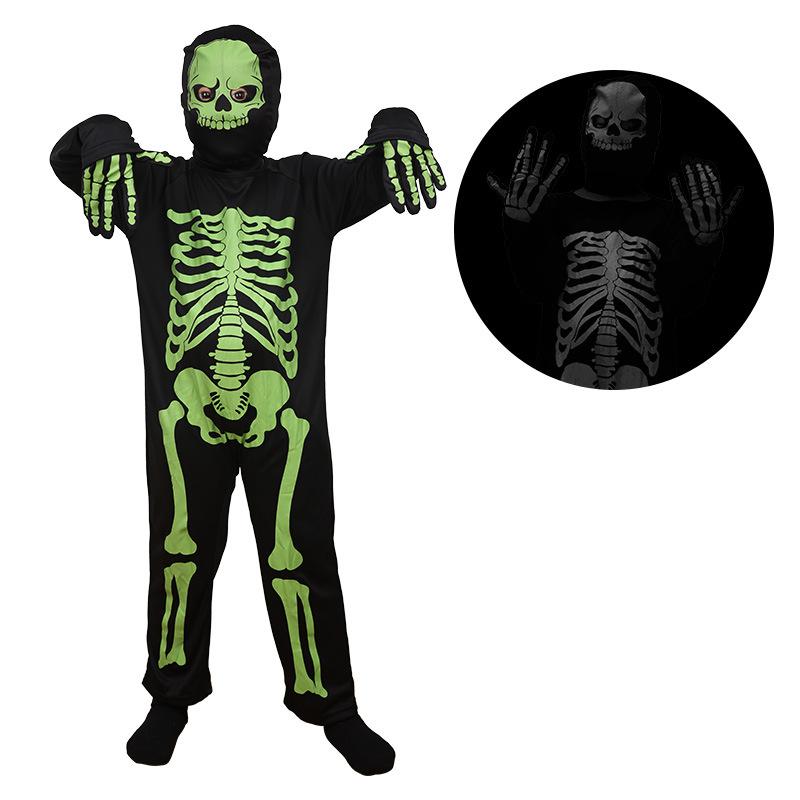 Halloween Kids Horror COS Costume Luminous Skull Ghost Costume Skeleton Costume Dress Up Party Costume