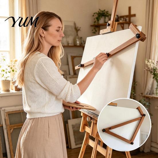 Stabilizator de Mână pentru Desen Reglabil Suport Artist pentru Șevalet, Pod Bară de Suport Braț Lemn Pictură, Detaliu Instrument