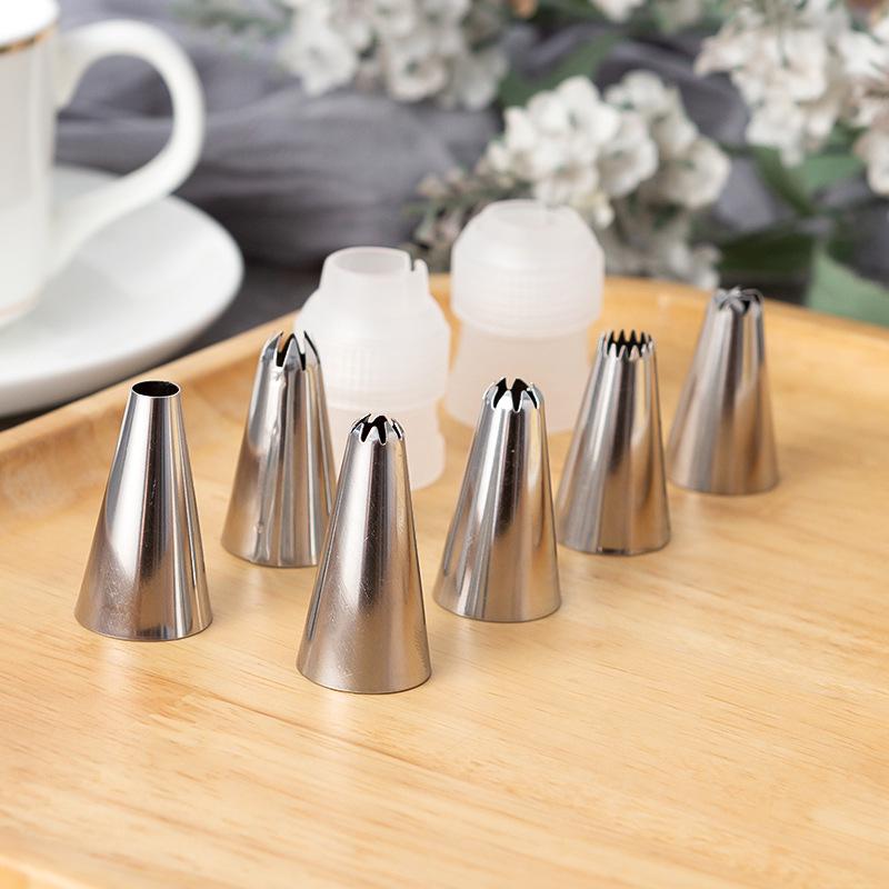 Eco-friendly 6-Piece Icing Nozzles Set with 2 Converters, 403 Stainless Steel Baking Tools