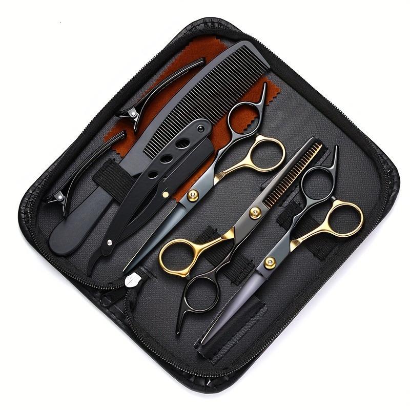 Stainless Steel Hairdressing Scissors Set: Includes Straight Edge and Thinning Scissors for Hair Cutting