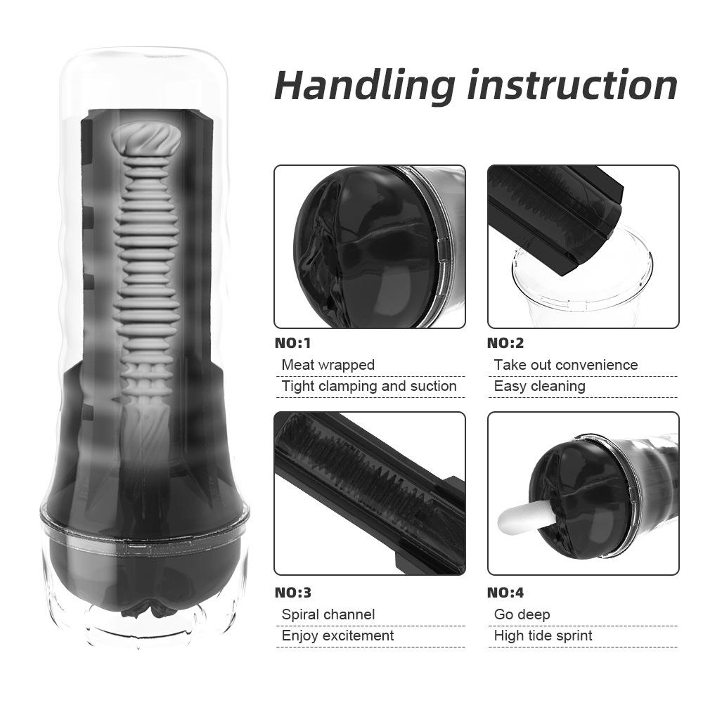 Men's Portable Soft Rubber Masturbation Cup - Simulated Oral Sex Trainer Flashlight.
