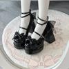 Fashion Platform High Heels Women Lolita Shoes Mary Jane Fashion Shallow Butterfly-knot Shoes Ladies Party Dress Cross Strap Pumps Shoes