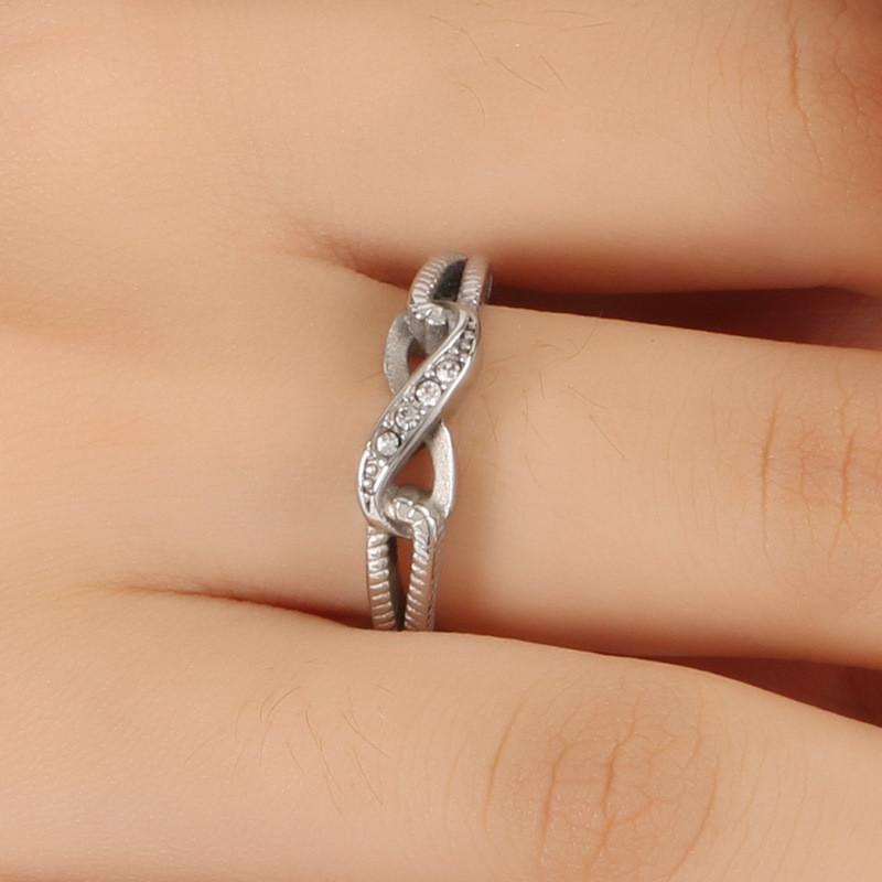 Elegant Silver Alloy Infinity Ring With Sparkling For Trendy Fashion Lovers