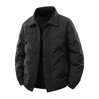 Men's Winter Wheat Ear Spliced Down Jacket with Two-Way Zipper