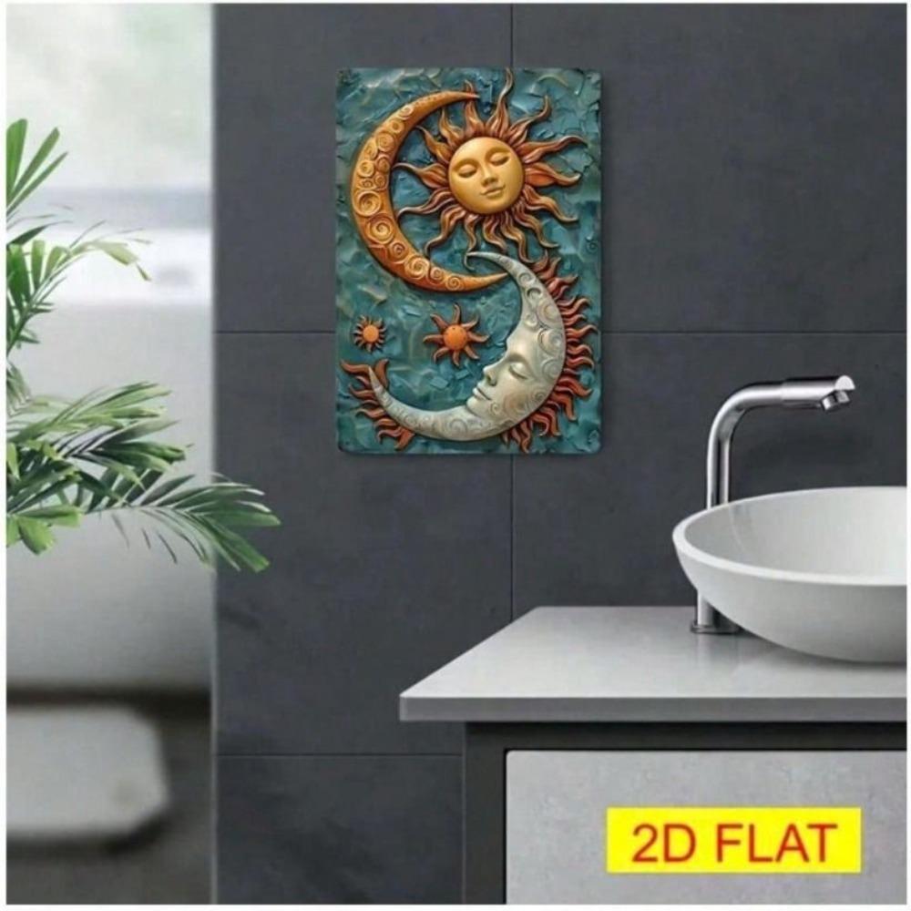 Metal Wall Art Sun Moon Mystic Galaxy Vintage Tin Sign