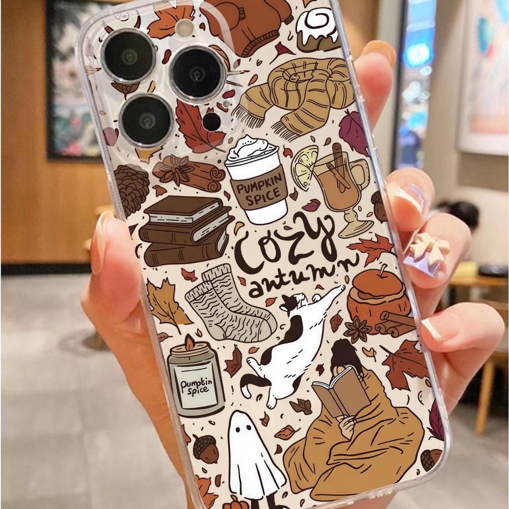 Shockproof Transparent Autumn Colors Case for iPhone 15/16/17 Pro Max/14/12