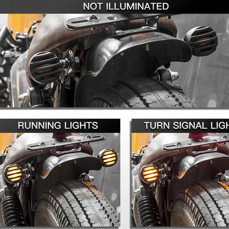 2/4 PCS Motorcycle Plastic Retro Grill Bullet Flasher Amber Turn Signal Indicator Light Lamp For Kawasaki Harley Honda