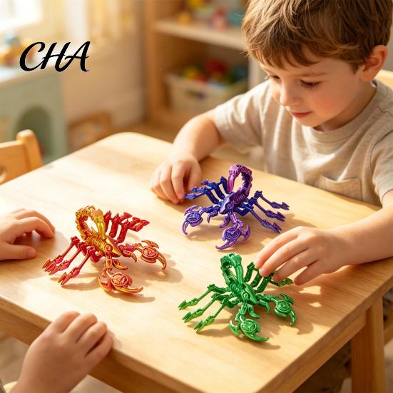 Stress Relief Sensory Toy Articulated Mechanical Scorpion Figurine, 3D Printed Flexible Joints Interactive Mecha Model, Gradient Color Movable Fidget