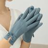 Women Winter Keep Warm Touch Screen Thin Section Bow Elegant Gloves Plus Velvet Inside Windproof Outdoor Cycling Female Gloves