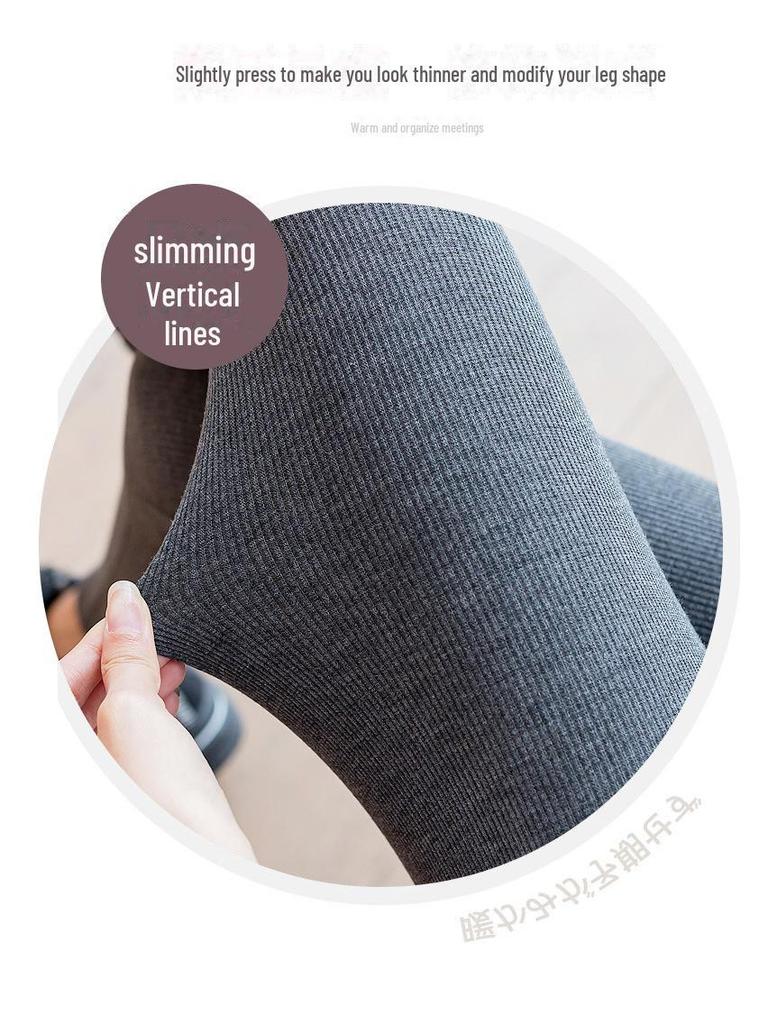 H888 Women's High Waist Gray Leggings: Slimming, Elastic Thin Tights with Embroidered Detail for Spring and Autumn Wear