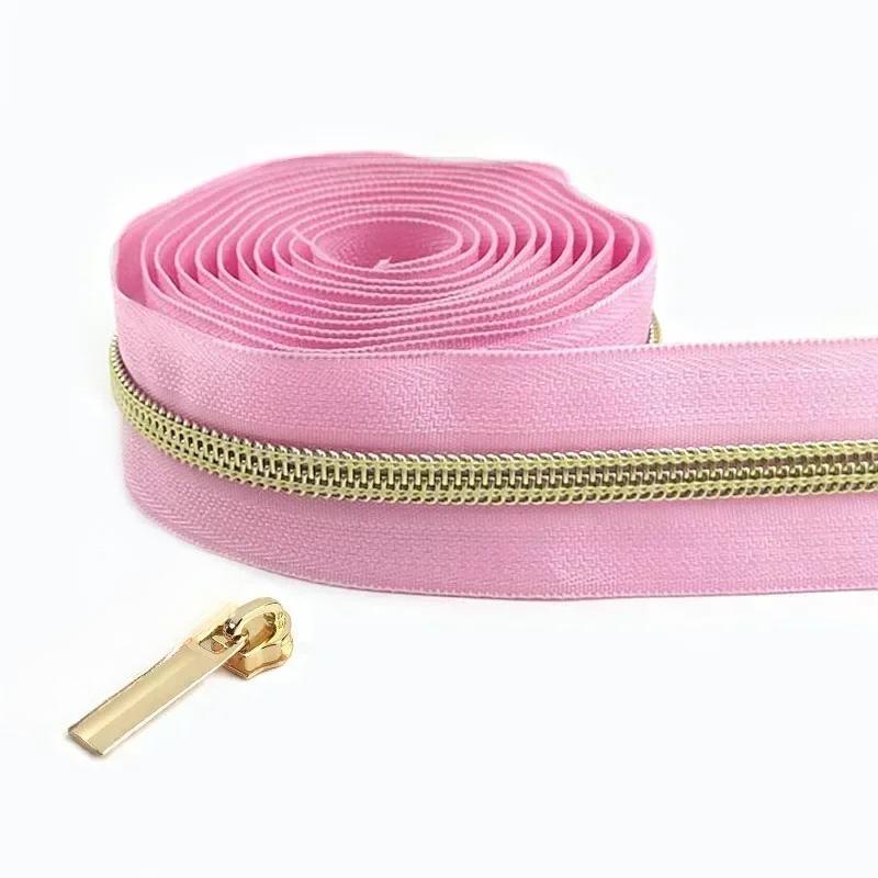 Cintas de Cremallera de Nylon #5 de 1/2/3/4/5 Metros con Deslizadores Cremalleras de Espiral Bolsa Cartera Bolsillo Tiradores de Cremallera Kit de Reparación de Cabezal Accesorios de Costura