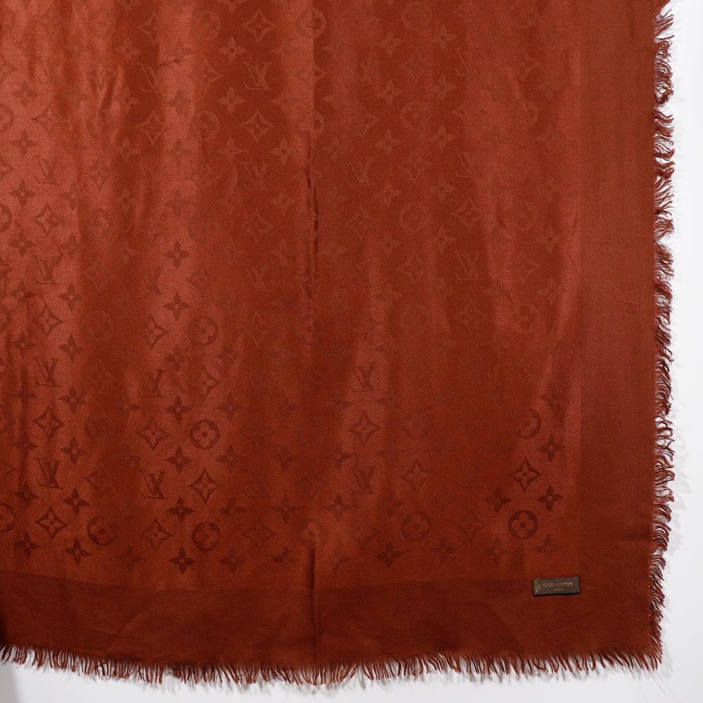 LOUIS VUITTON Monogram Stall Brown silk/wool Women Used
