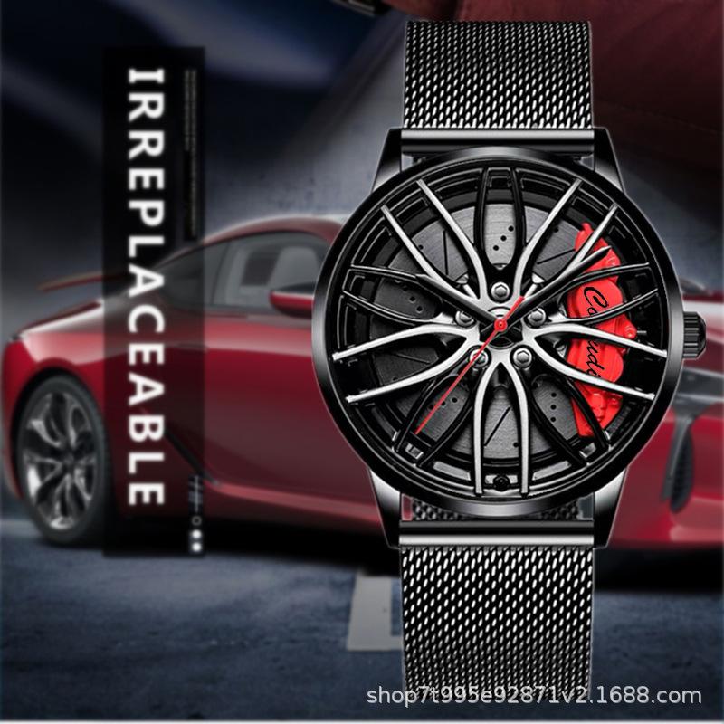 Fashion Luminous Watch Men's Hollowed Out Car Wheel Hub Business Waterproof Quartz Luxury Clock Wristwatch Sports High Quality