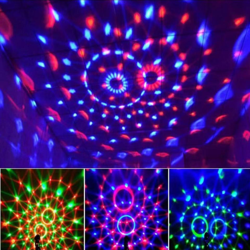 7 Colors ABS Crystal Magic Ball Light Sound Activated Led Stage Light with Remote Control Strobe Lamp for Family Parties and Holiday Celebrations