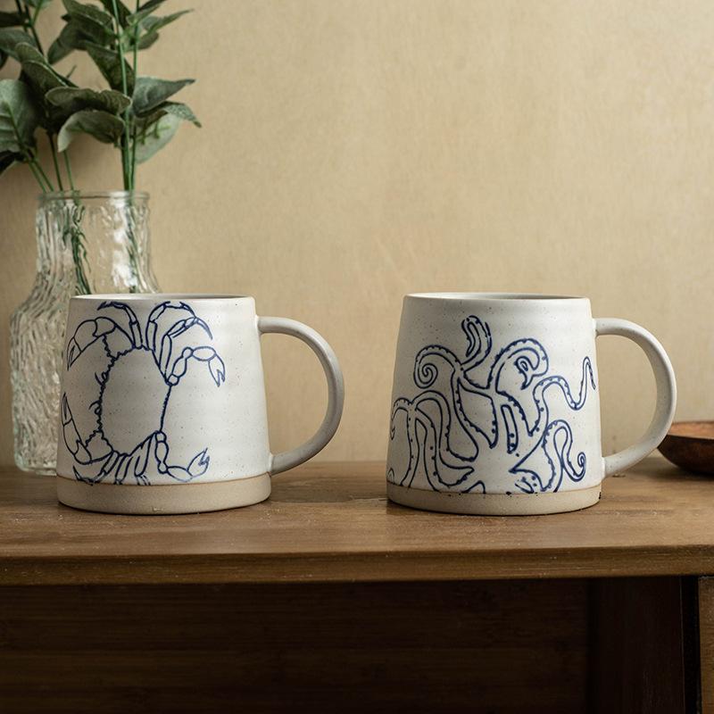 Artistic Sense Simple Nordic Ceramic Ins Style Mug, Creative Personality Retro Household Water Cup Coffee Cup