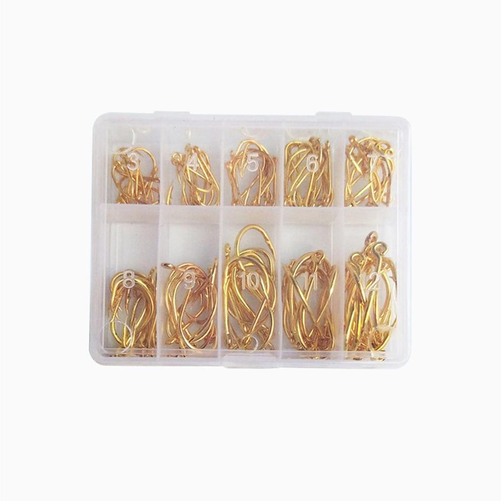 100 Pieces Fishing Hook Universal Seawater Fish Carbon Steel Fishhook Tool for Professional Fisherman Beginner