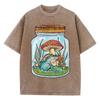 Cute Frog With Mushrooms In Mason Jar Print Women Washed T Shirts Summer Cotton T-Shirt Loose Streetwear Soft Clothes
