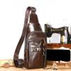 BULLCAPTAIN Men's Genuine Leather Chest Bag Vintage Crossbody Sling Backpack with Phone Holder for Travel Hiking Cycling