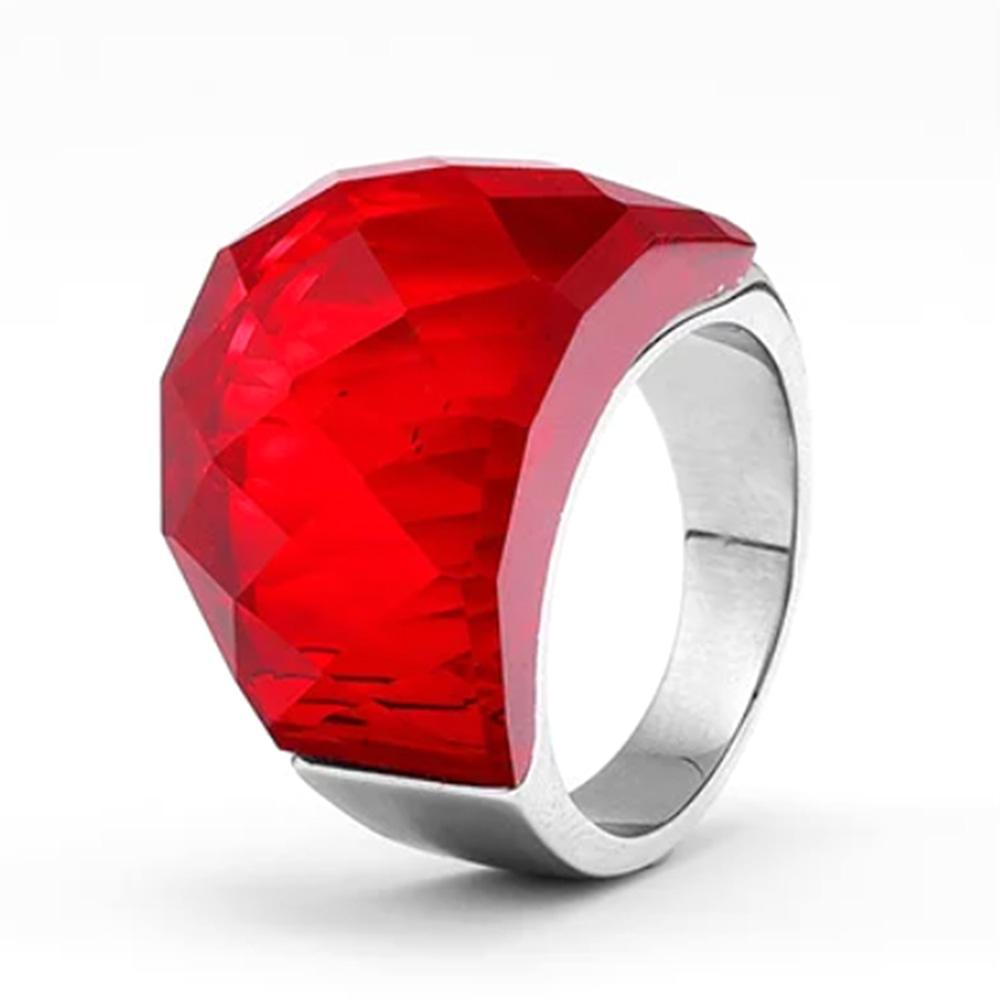 Titanium Steel Bold Gradient Ring Semi-Transparent Multi-Color Zircon Jewelry Edgy Stackable Everyday Accessories