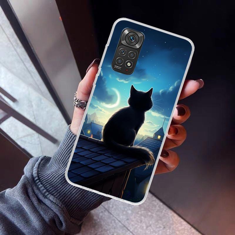 Anime Cat Rain Animal Phone Case For Xiaomi Redmi Note 10 11 12 13 14 15 Pro Plus 11S 12S 14S 11T 11E 10S Soft TPU Back Cover Re