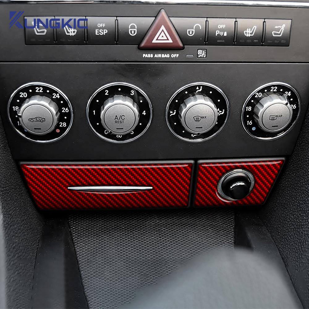 Car AC Storage Bottom Panel for Mercedes Benz SLK R171 2004 2005 2006 2007 2008 2009 2010 Real Soft Carbon Fiber Trim Sticker