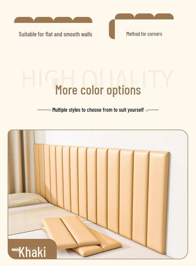 Tatami Padded Headboard: Soft, Anti-collision, Self-adhesive, Waterproof Wallpaper for Children's Room Wall.