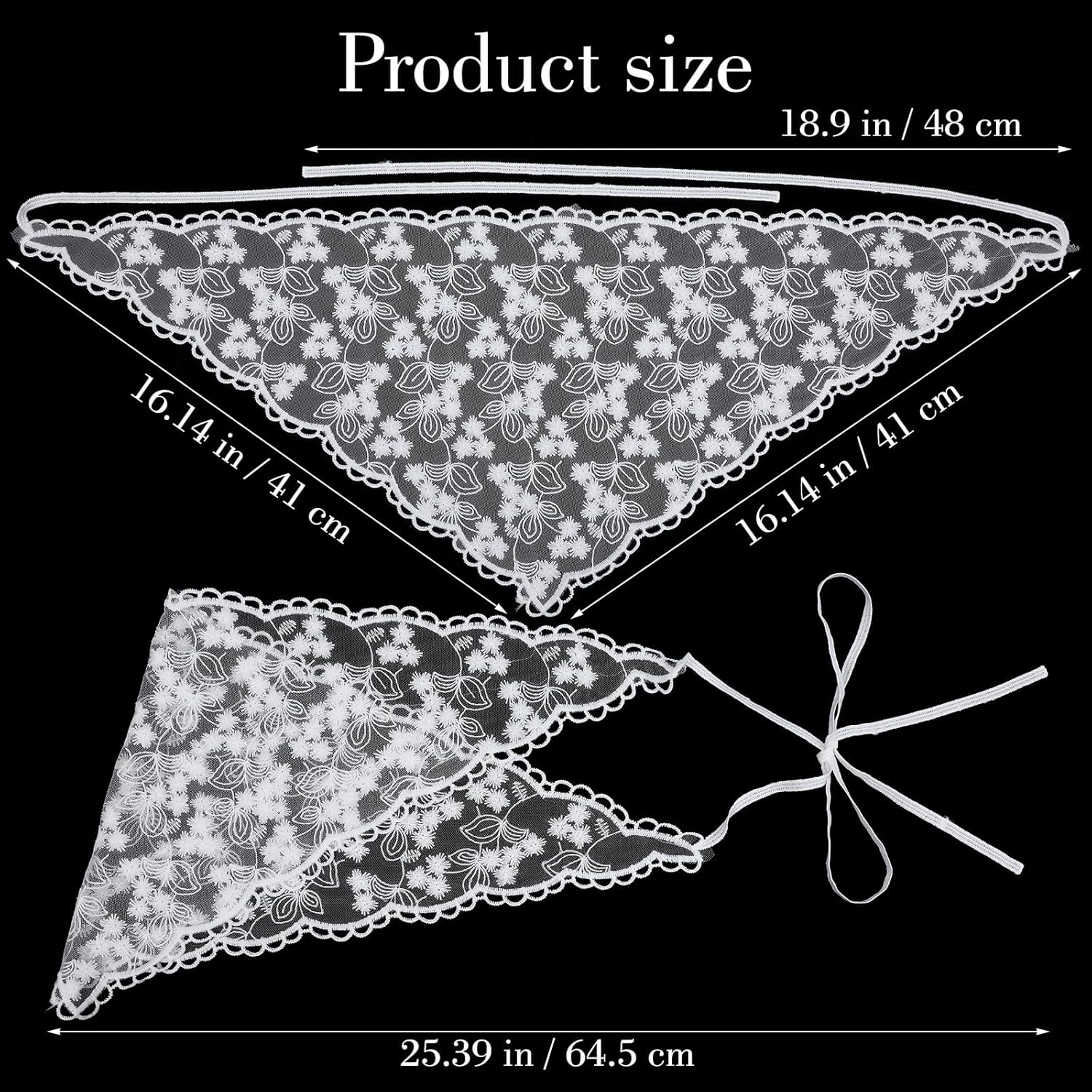 White Lace Head Scarf, Tie-Back Headwrap Lace Triangle Scarf for Women, White Hair Accessories for Women Outfit Decoration