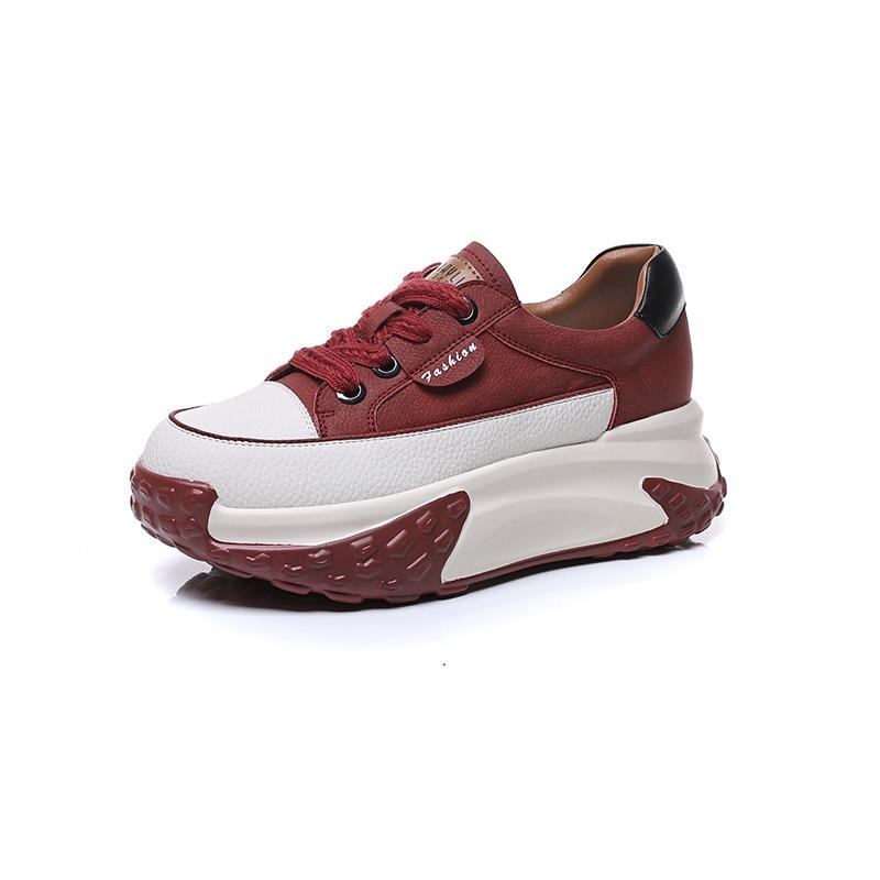 

Leather muffin platform retro dad shoes women s autumn new fashion versatile women s casual sports shoes 34 красный