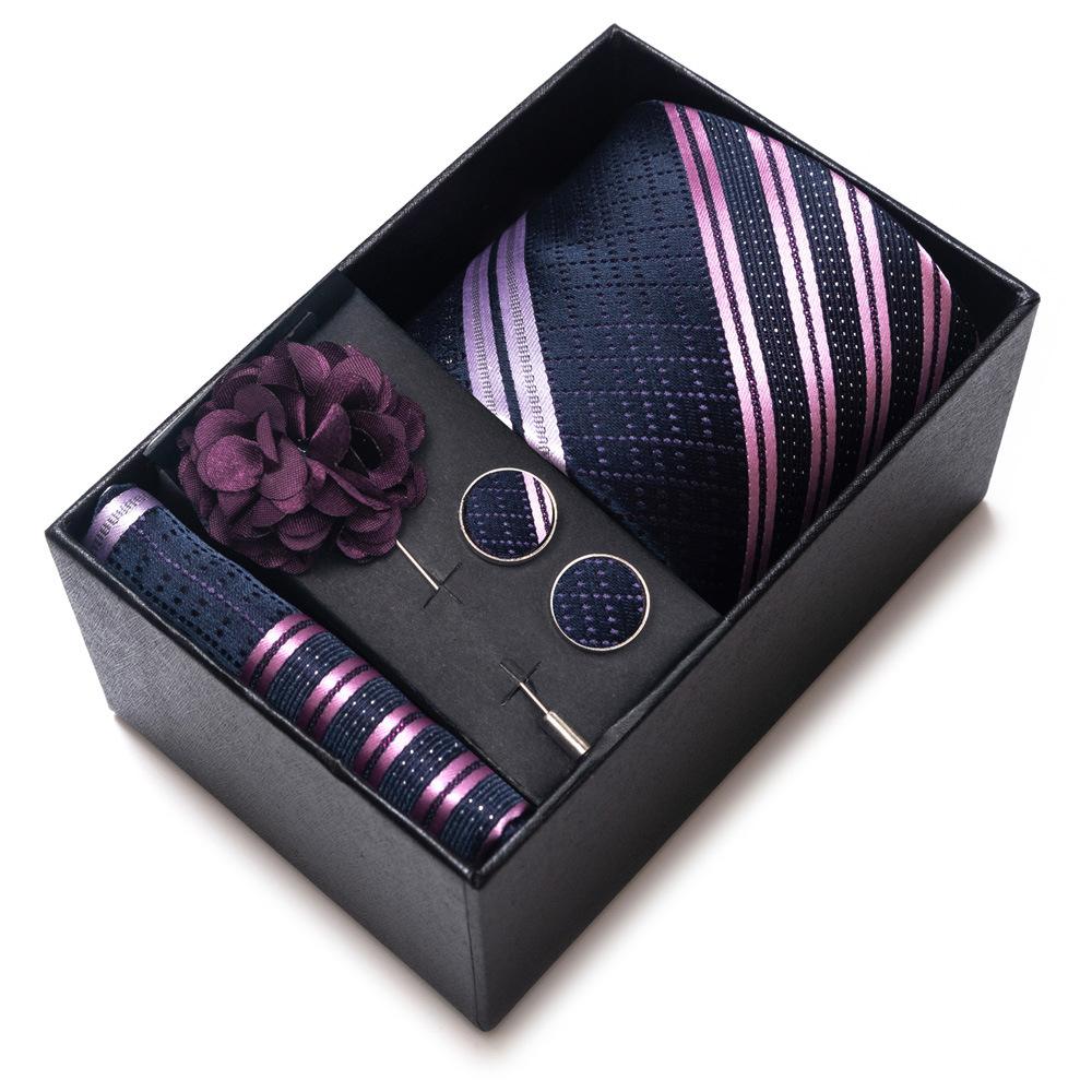 Tie Men'S Suit Accessories Cufflinks Square Scarf Corsage Tie Premium Suit Gift Box Packaging