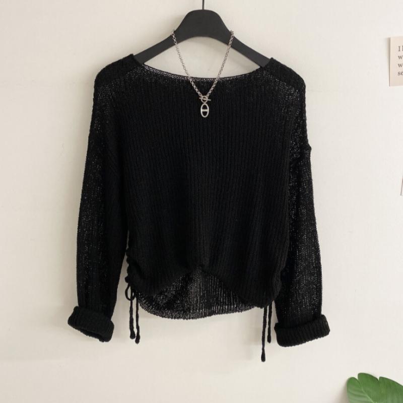 Honey J Women Topany Summer Side Shirring Boat Neck Long Sleeve Knit 4 Colors