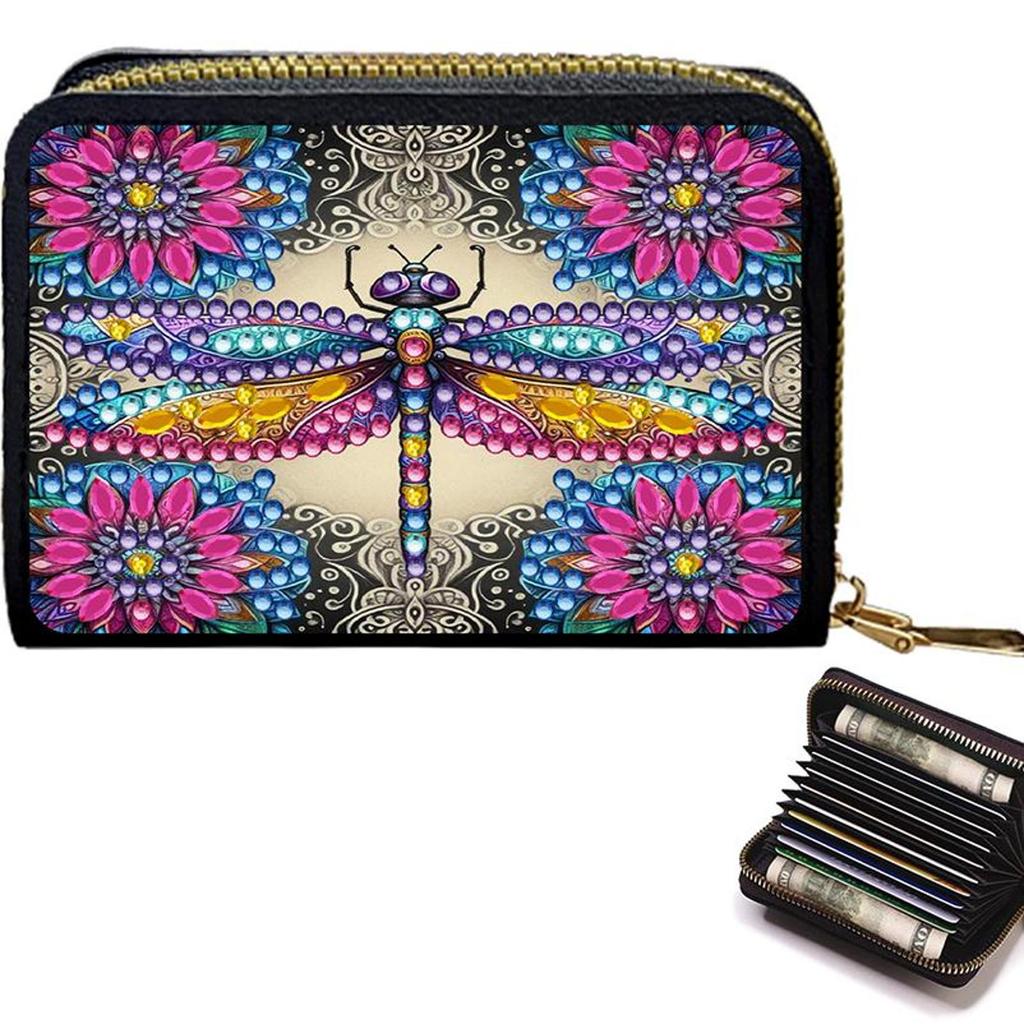 5D Diamond Painting Art Portable Card Bag Zipper Closure Diamond Painting Fashion Card Holder Coin Purse