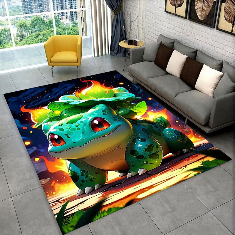 Classic Cartoon Pokemon Pikachu Non-Slip Area Rug for Living Room,Bedroom,Playroom,Soft Carpet Floor Mat Home Decor Rug Kid Room
