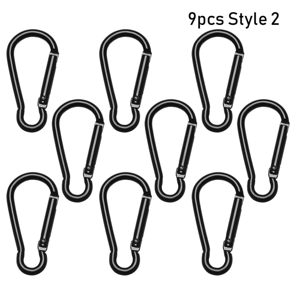3/6/9pcs Black Packback Buckles Climbing Camping Hiking Water Bottle Hooks Keychain D Carabiner Snap Clip