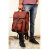 Men's Natural Leather Laptop Bag Genuine Rucksack Travel Backpack 16" Laptop Bag