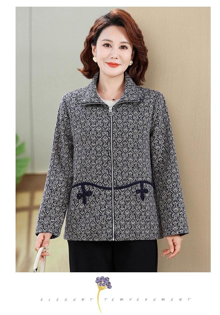 2026 New Spring Lapel Jacket for Middle-Aged & Elderly Women - Stylish Casual Top for Spring/Autumn