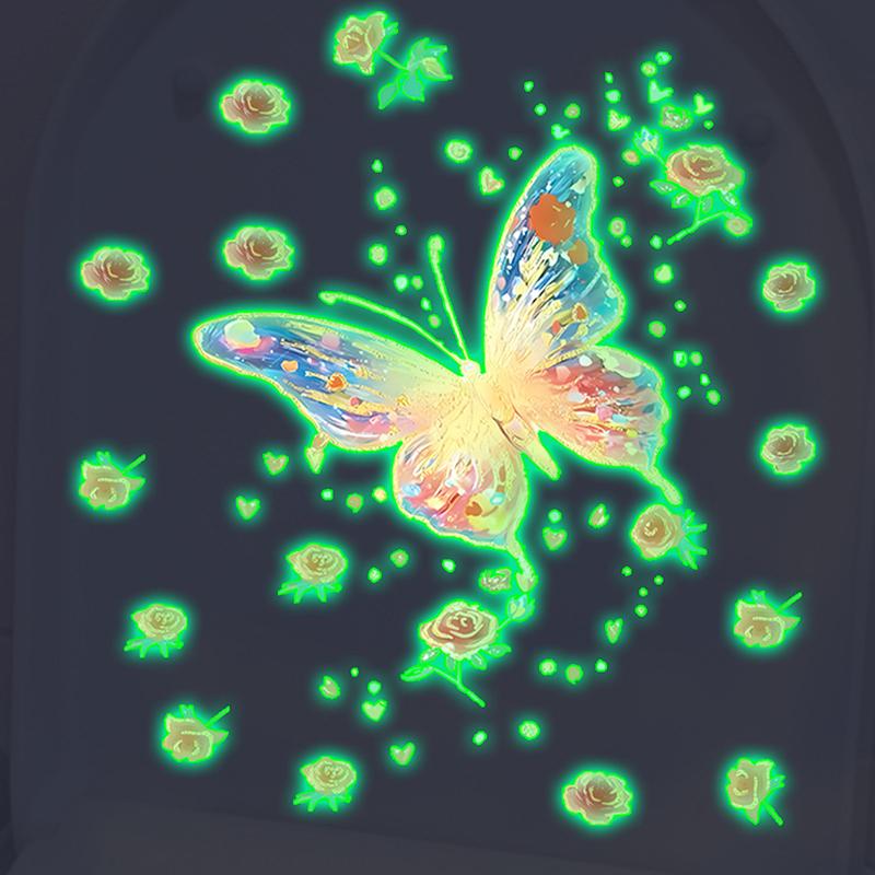 

1/2Pcs Luminous Butterfly Toilet Sticker, Creative Self-Adhesive Wall Decal For Bathroom, Waterproof Luminous Decoration 1pcs зелёный