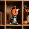 Halloweenowa Lalka Dynia Statua Straszna Żywiczna Dynia Czaszka Figurka do Domu Biura Stołu Półki Kominka Dekoracja