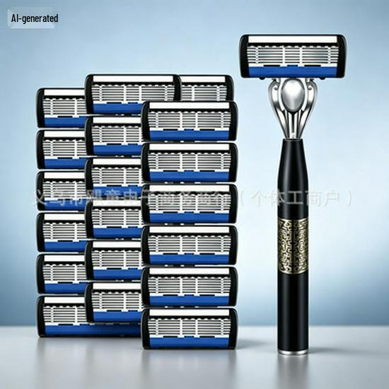 Seven-Layer Blade Razor Holder with Anti-Scratch Handle - Men's National Tide Style