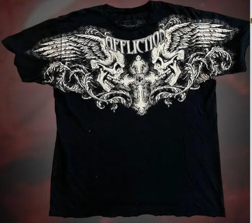 Neues europäisches und amerikanisches Streetwear-Marken-T-Shirt mit Affliction-Flügel-Totenkopf-Print, Gothic High Street Kurzarm-Top