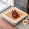 Bandeja de Té HIGHAWK, Plato de Bambú con Almacenamiento de Agua, Bandeja de Té para Utensilios de Ceremonia del Té, Plato de Resina, Almacenamiento, Plato Removible, Hueco, Drenable
