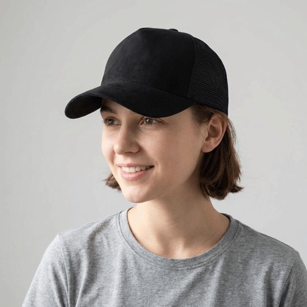 Fashion Suede Mesh Peaked Cap Adjustable Hollow Men Baseball Hat Cotton Polyester Women Sunshade Hat Beach