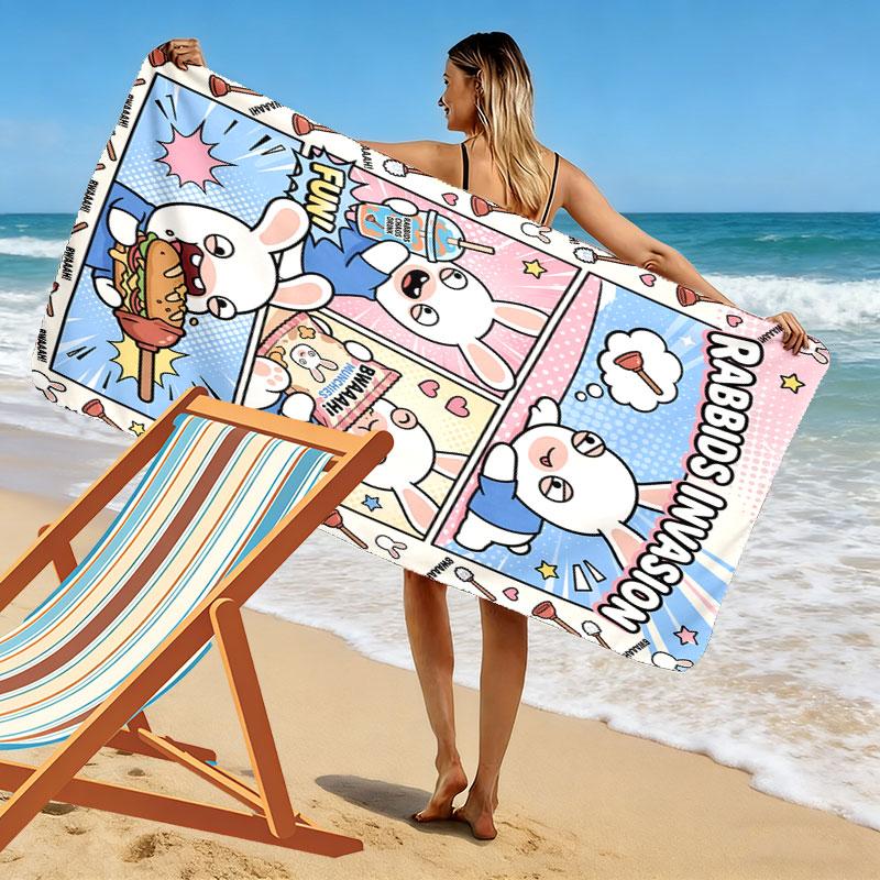 Rabbids Invasion Spark Print Beach Towel, Large Soft Quick Dry Towel for Beach Camping Swimming