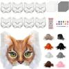 Fun Therians Masks Kit Cats Foxes Mask with Furs Eye Meshes DIY Furry Animal Mask to Paint for Halloween Cosplay Party