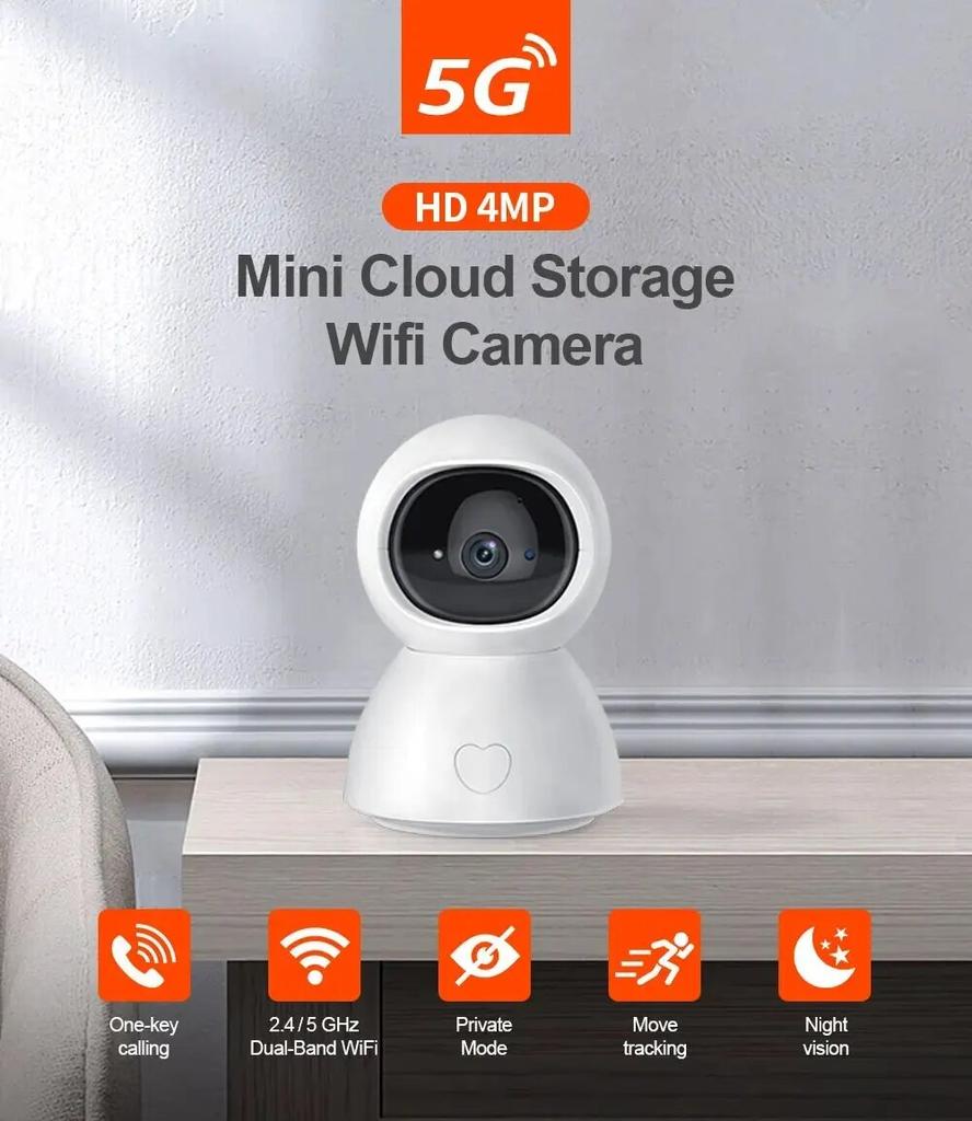 4MP 5G CAMERA Wifi Smart Cloud Wifi IP Camera Intdoor Auto Tracking with One Key Calling Function Cam for Child