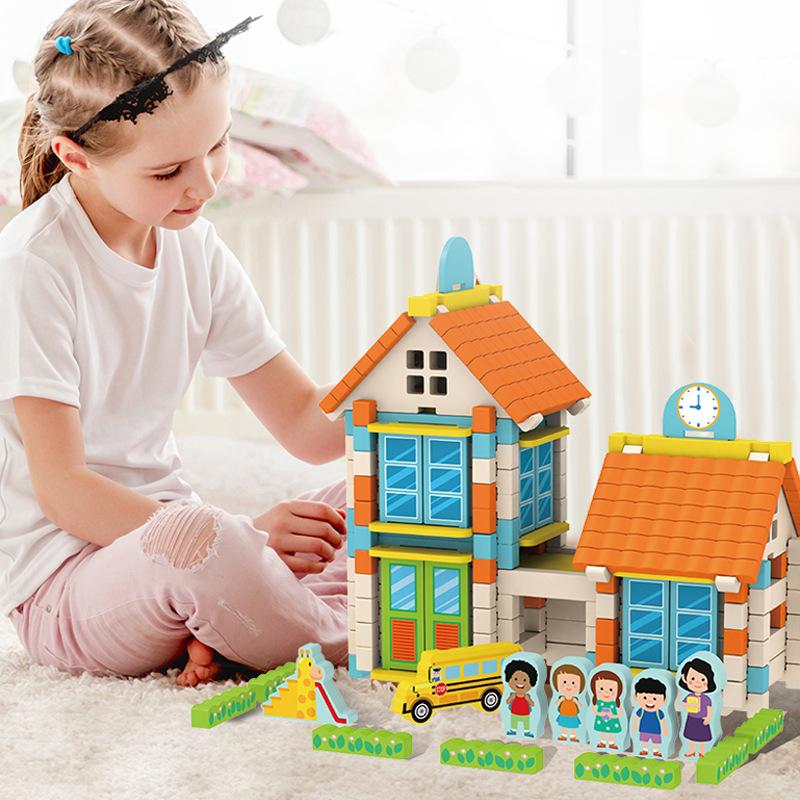 DIY Wooden Building Block Toys Little Architect Small House Construction Set Children's Assembly Game Educational Playset