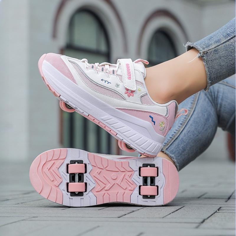 Roller Skate Shoes with Wheels Children's Deformation Shoes 4 Wheels Racing Roller Skates Dual-use Sneaker for Boys and Girls