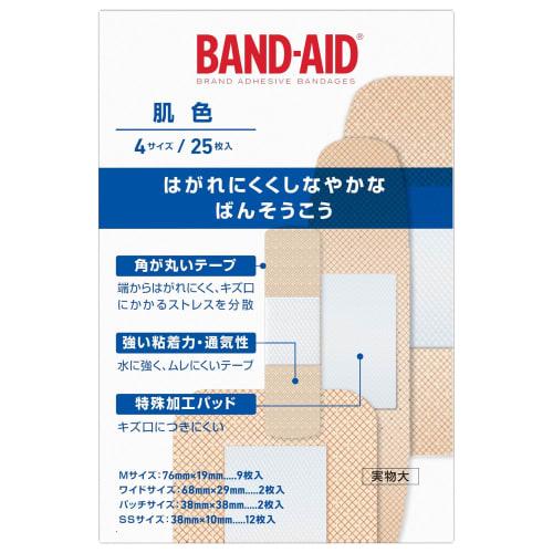 BAND-AID First Aid Bandages, Skin Tone, 4 Sizes, 25 Count